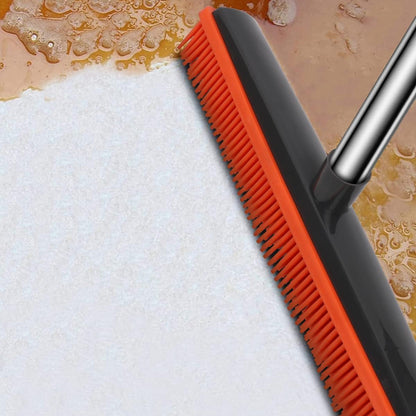 Pet Hair Rubber Broom with Squeegee for Carpet,Fur Remover Broom Carpet Rake for Pet Hair Removal, with 50" Long Handle, Dual-Sided for Hardwood Floor, Tile,Portable Detailing Lint Brush