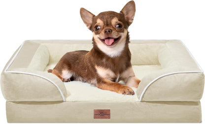 Comfort Expression Orthopedic Dog Bed for Extra Large Dogs 42x30 Inch, Waterproof Egg Crate Foam XL Pet Bed with Removable Bolsters, Dog Couch with Washable Cover & Non-Slip Bottom, Grey - Colors B