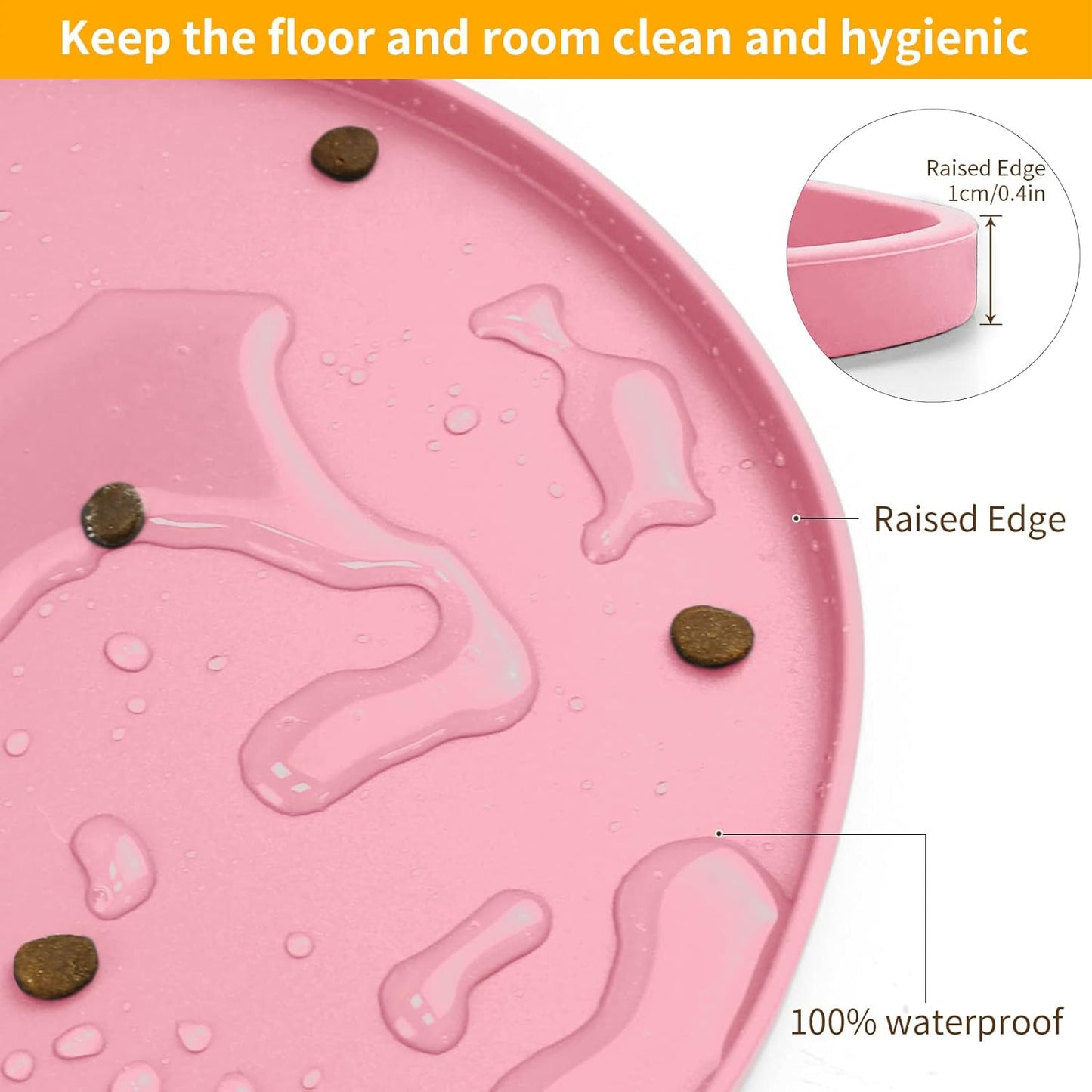 Ptlom Silicone Pet Placemat for Dogs and Cats, Non-Slip Waterproof Dog Feeding Bowl Mats for Food and Water, Small Medium Large Pet Puppy Tray Mat Prevent Residues from Spilling onto The Floor, Beige