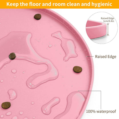 Ptlom Silicone Pet Placemat for Dogs and Cats, Non-Slip Waterproof Dog Feeding Bowl Mats for Food and Water, Small Medium Large Pet Puppy Tray Mat Prevent Residues from Spilling onto The Floor, Beige