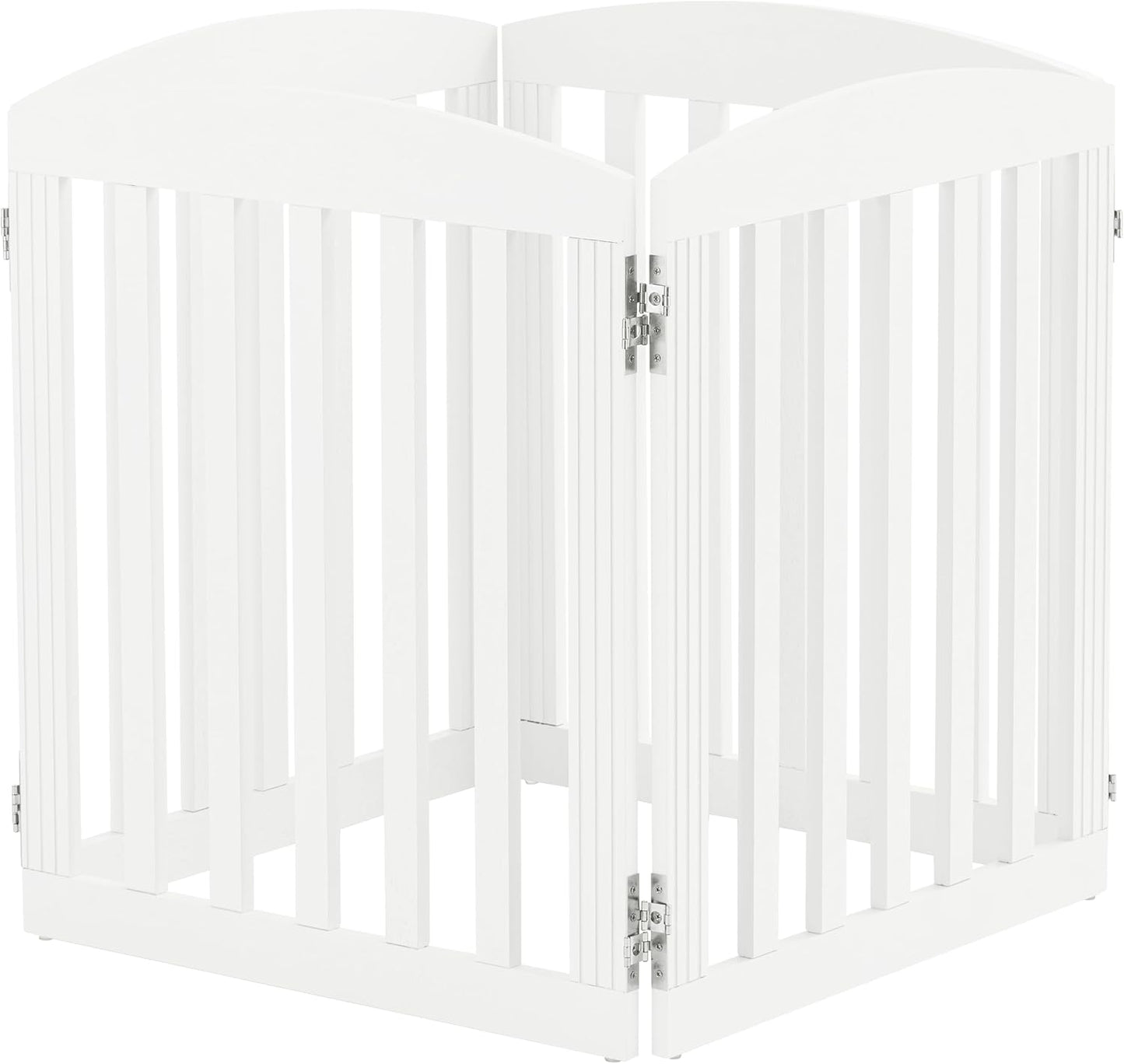 SPIRICH 96" Extra Wide 28" Tall Wooden Freestanding Foldable Dog Gate, Pet Gate Indoor, 4 Panels, White
