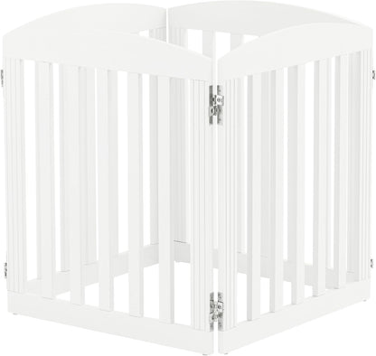 SPIRICH 96" Extra Wide 28" Tall Wooden Freestanding Foldable Dog Gate, Pet Gate Indoor, 4 Panels, White