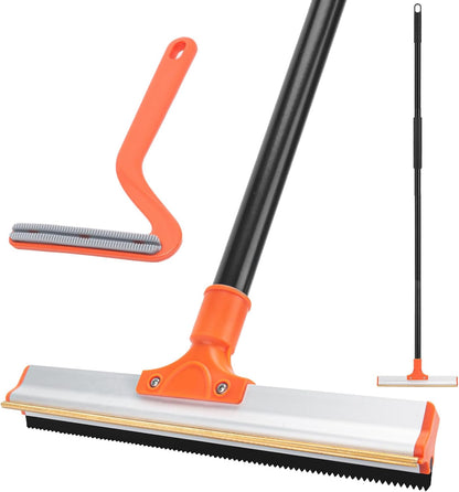 Carpet Rake for Pet Hair Removal, 57'' Long Handle Dog and Cat Hair Remover Tool to Fluff Rug, Stair Carpets and Couch Cleaning Rake