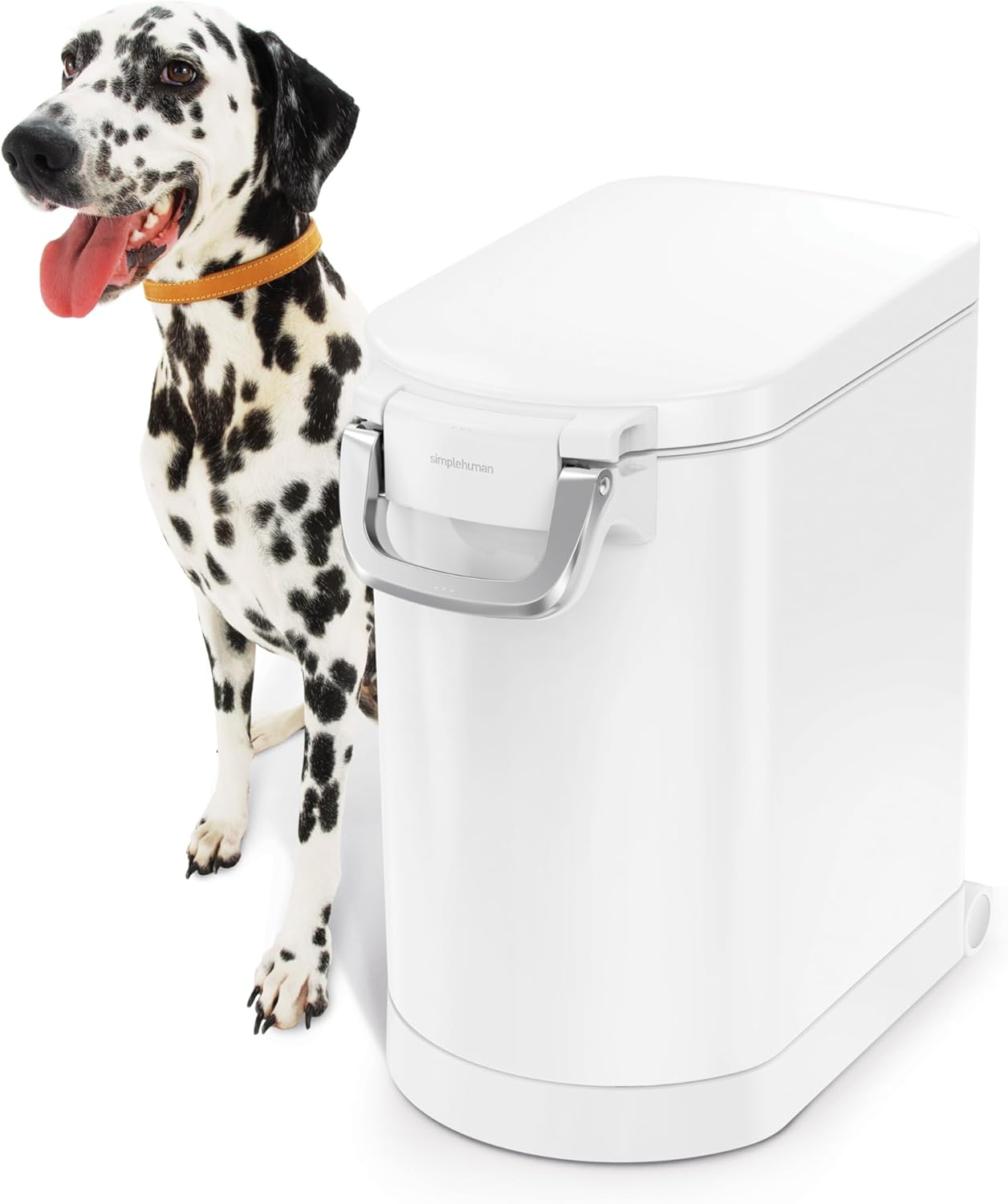 simplehuman Large Pet Food Storage Container, Holds 30-35 lb / 14-16 kg of Dry Dog Food, Cat Food, or Bird Seed, Airtight Lock-Tight Lid with Magnetic Scoop, BPA-Free, Brushed Stainless Steel