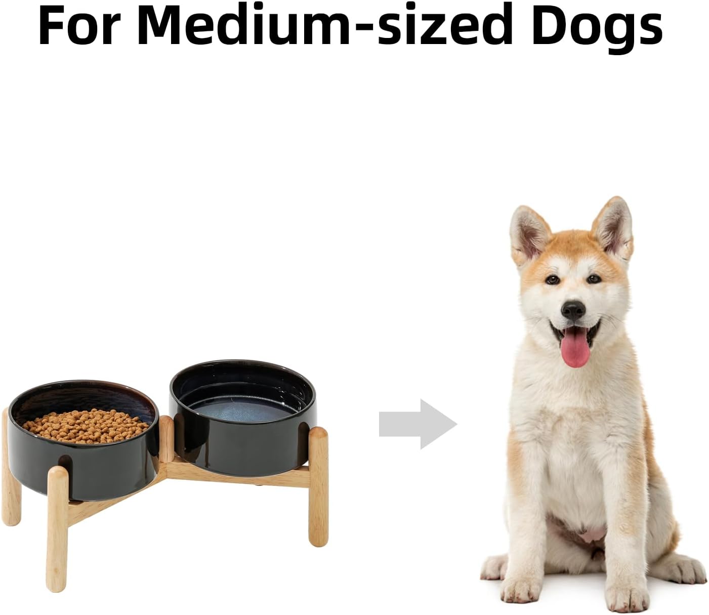 Havniva 8.3inch Ceramic Raised Dog Bowl with Stand, Elevated Dog Bowls for Large Breed Dog Food and Water Bowl Non-Slip Dog Dish Large Capacity Feeding Pet Water Bowl