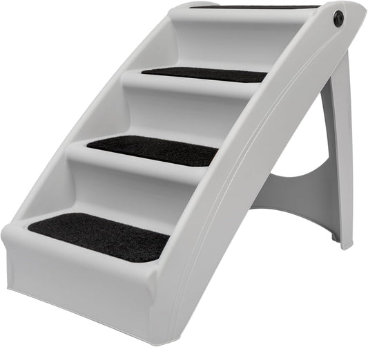 PetSafe CozyUp Folding Dog Stairs, Portable Indoor/Outdoor Pet Steps for Bed, Couch & Car, Grey, 20 Inch