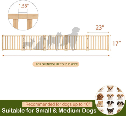 Wooden Freestanding Dog Gates,23" H Foldable Wood Pet Gate Indoor, No-Painted Puppy Gate for Doorways, Stairs, 23" Height-2 Panels