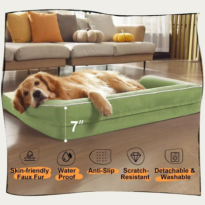 Large Dog Bed Orthopedic Washable - Beds Bolster - Medium XL XLarge Big Dogs - Memory Foam Couch Sofa - Waterproof with Removable Cover