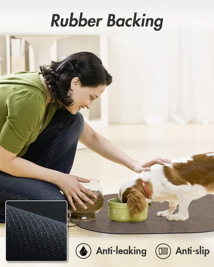 Absorbent Dog Food Mat-Cat Dog Mat for Food and Water Bowl, Quick Dry Pet Food Mat, No Stains Dog Feeding mat, Dog Accessories Pet Supplies Mat-Dog Water Bowl Mat for Messy Drinkers