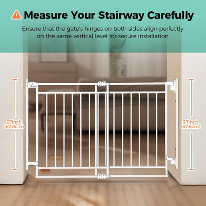 COMOMY 27.5-43" Baby Gate No Bottom Bar for Stairs and Doorways, 2-in-1 Auto Close Dog Gate Indoor for the House, Hardware Mounted Pet Gate with Large Walk Thru Door, Child Safety Gate for Dogs, Black
