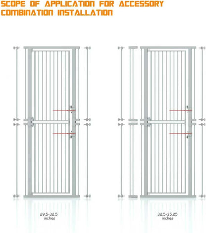 74.8" Extra Tall Pet Gate for Cat, 29.5"-36" Extra Wide Cat Gate with 8 Pressure Bolts, NO Drilling Pressure Mounted Tall Dog Gate Indoor, (White)