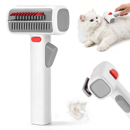 2-in-1 Pet Self-Detangling Grooming Comb - Professional Deshedding Tool for Dogs & Cats - Gentle Undercoat Rake & Brush for All Fur Types - Effectively Removes Mats, Tangles & Loose Fur (1 Pack)