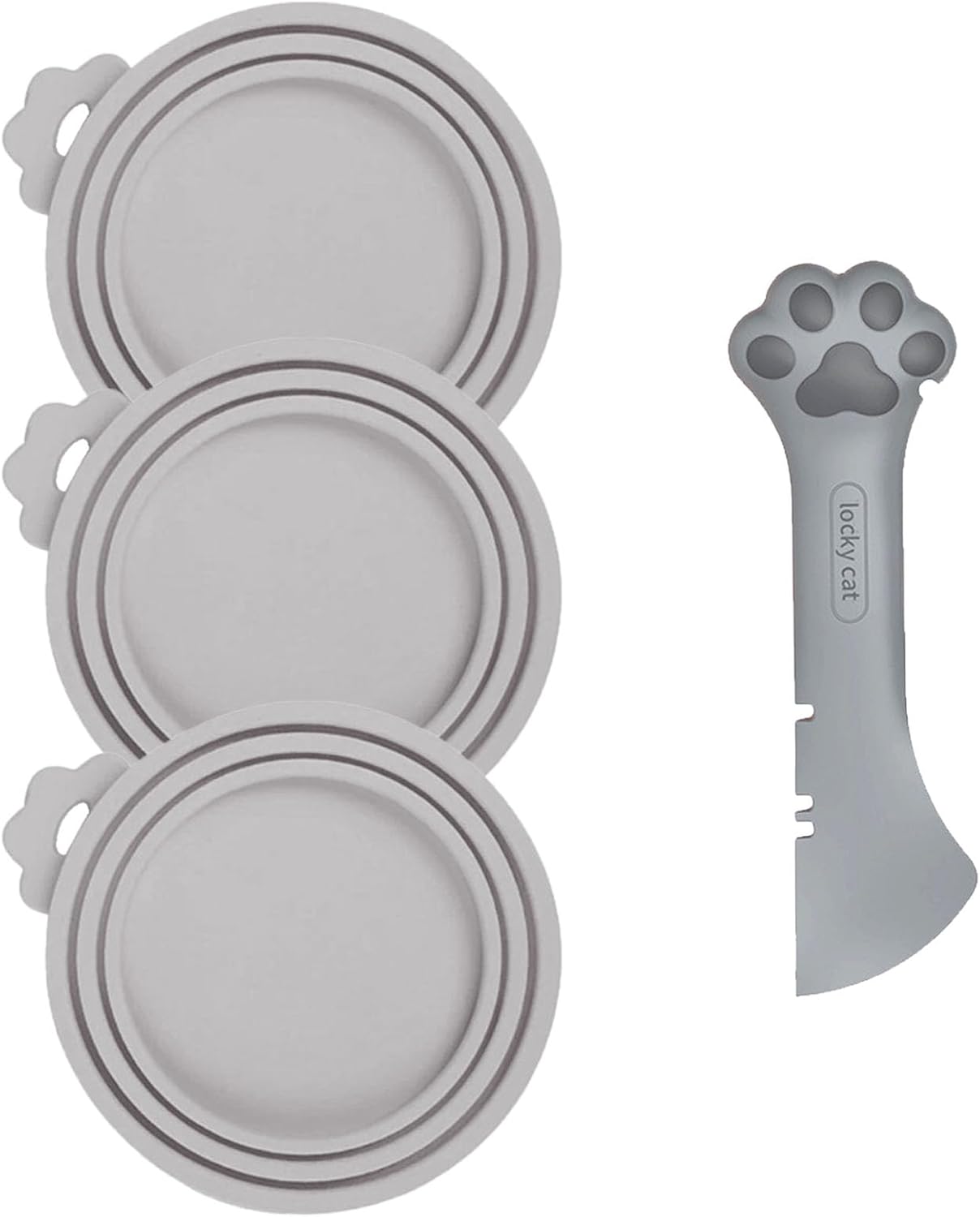 Cat Spoons for Wet Food Pet Can Lid Cover, Silicone Multi-Function Cute Paw Shape Opener Spatula Cat Food Spoon Cat Food Can Lid (Mixing colors)