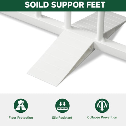 Snagle Paw Full Metal Freestanding Dog Gate,Indoor Dog Gate with Floor Protect Support Feet, 40x24 Inches Foldable Dogs Barrier for Stairs, Hallways and Doorways (24'' H 2 Panel, White