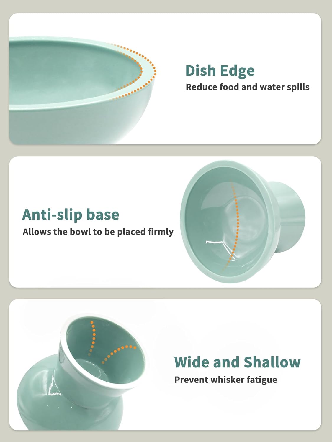 LoeJan Elevated Cat Food and Water Bowls Set, Extra Wide and Raised Ceramic Bowls, Anti-Vomit Whisker-Free Pressure Cat Feeder for Kittens to Adult Cats and Small Dogs (White, Water Bowl)