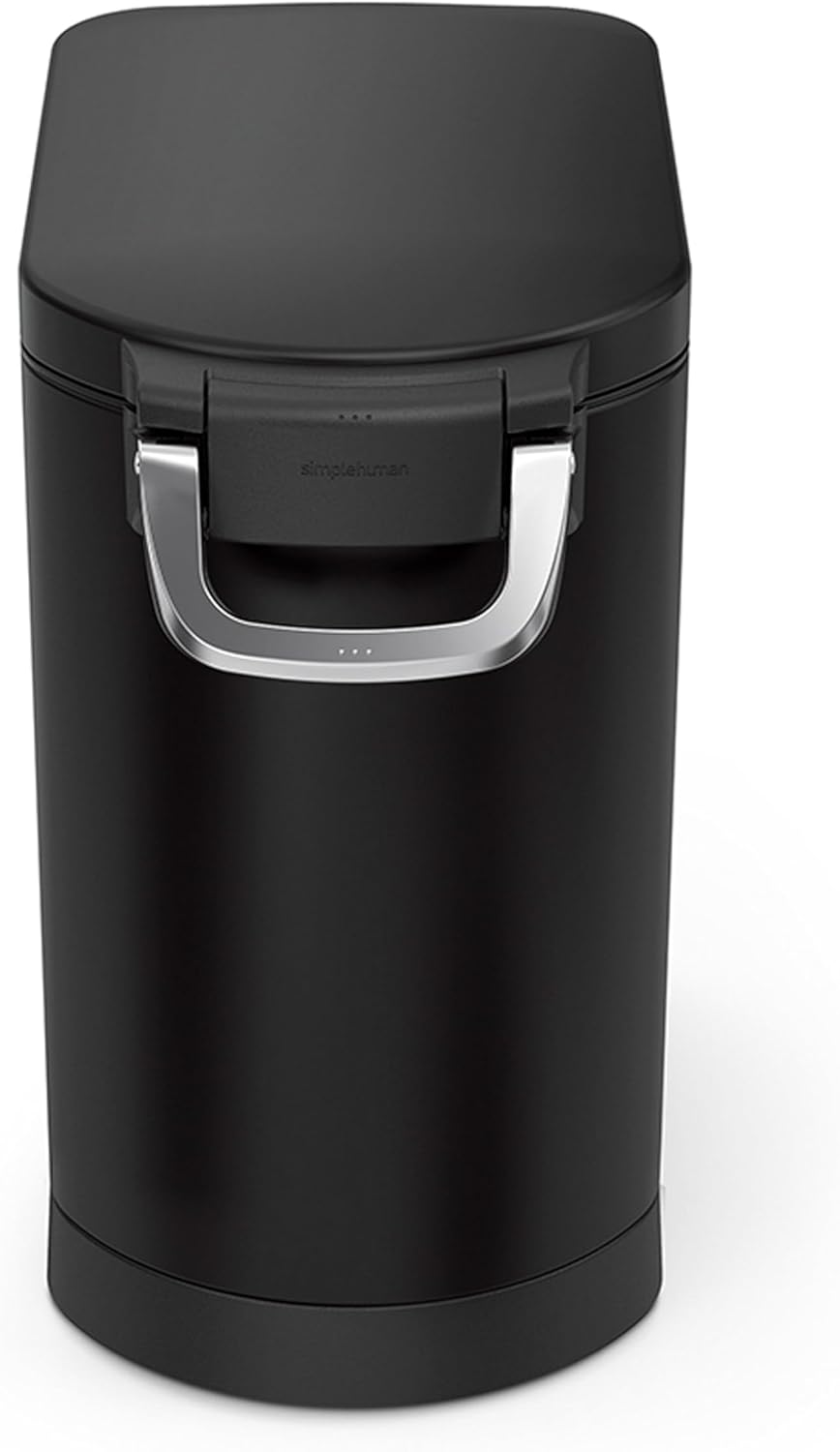 simplehuman Large Pet Food Storage Container, Holds 30-35 lb / 14-16 kg of Dry Dog Food, Cat Food, or Bird Seed, Airtight Lock-Tight Lid with Magnetic Scoop, BPA-Free, Brushed Stainless Steel