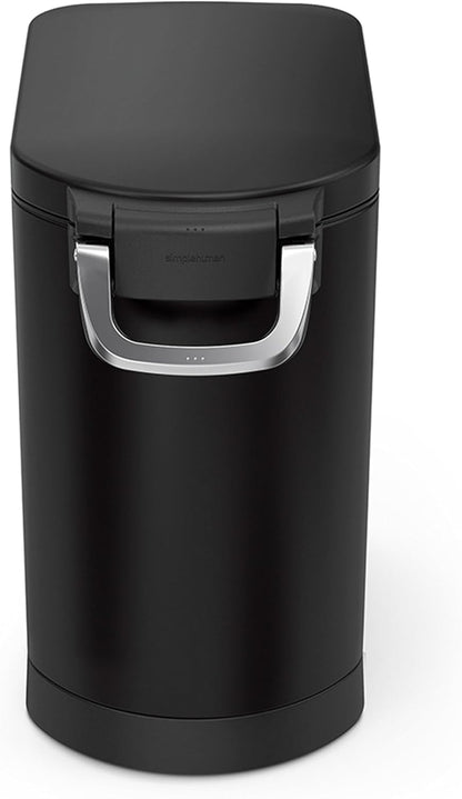 simplehuman Large Pet Food Storage Container, Holds 30-35 lb / 14-16 kg of Dry Dog Food, Cat Food, or Bird Seed, Airtight Lock-Tight Lid with Magnetic Scoop, BPA-Free, Brushed Stainless Steel