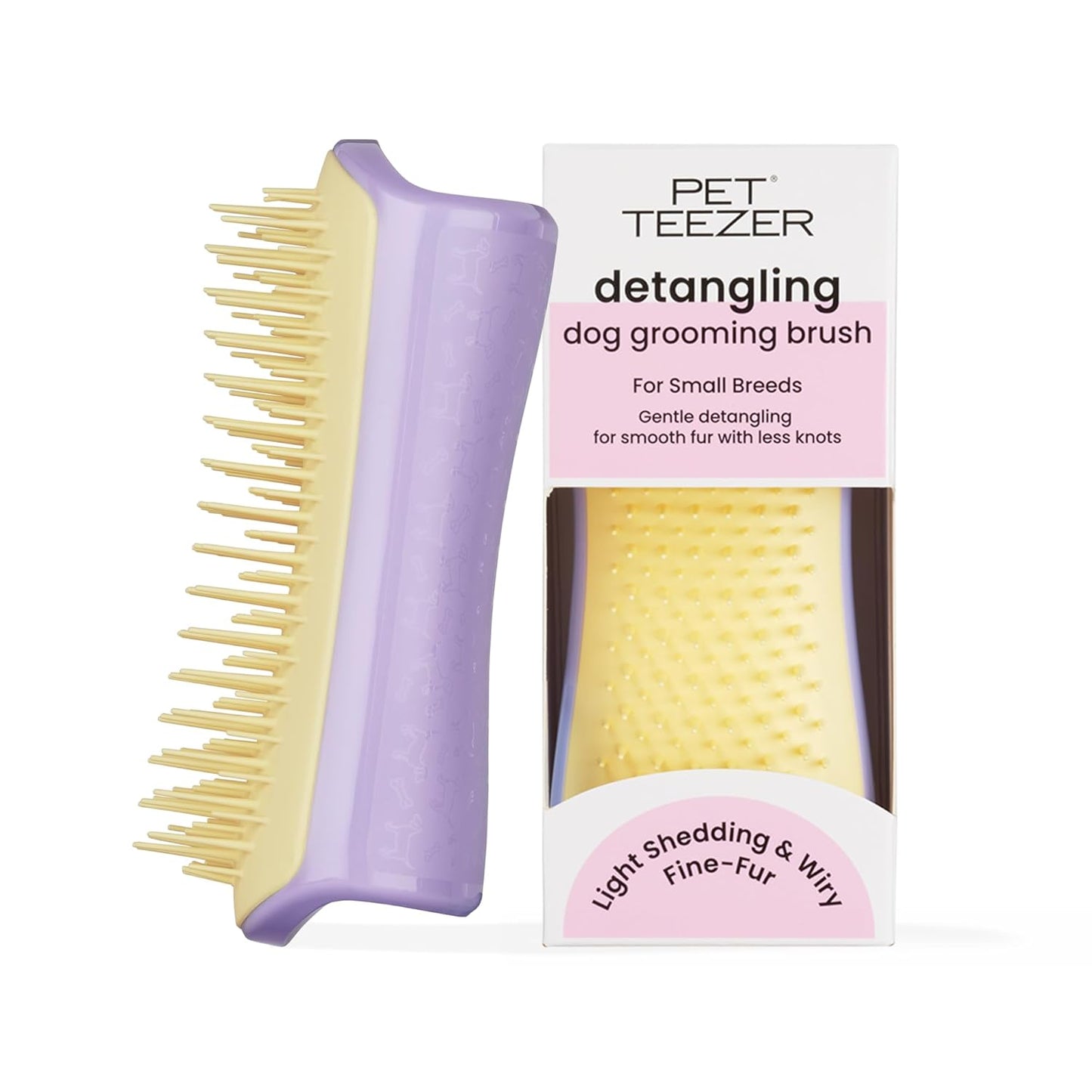 Pet Teezer Detangling Dog Grooming Brush, Dog Bath Brush for Long Haired Breeds and Wet or Dry Fur, Large, Navy & Orange