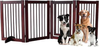 Dog Gate Indoor, Pet Gates for Doorways No Drilling, Freestanding Dog Gates, Foldable Pet Gate, Wooden Gates for Dogs Indoor- 4 Panel - 30" (Espresso, 4 Panel - 30")