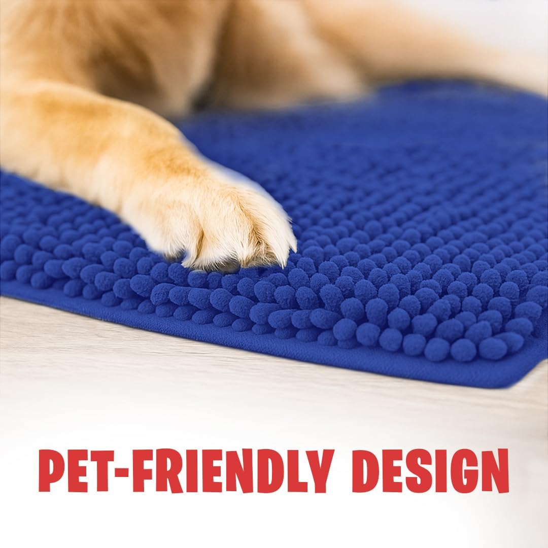 MudGuard Mat™ Dog Door Mat for Muddy Paws, Super Absorbent Microfiber, Non-Slip Indoor Mat, Quick Dry Chenille Mud Mat for Dogs & Entryway, Washable, Grey 19" x 30"