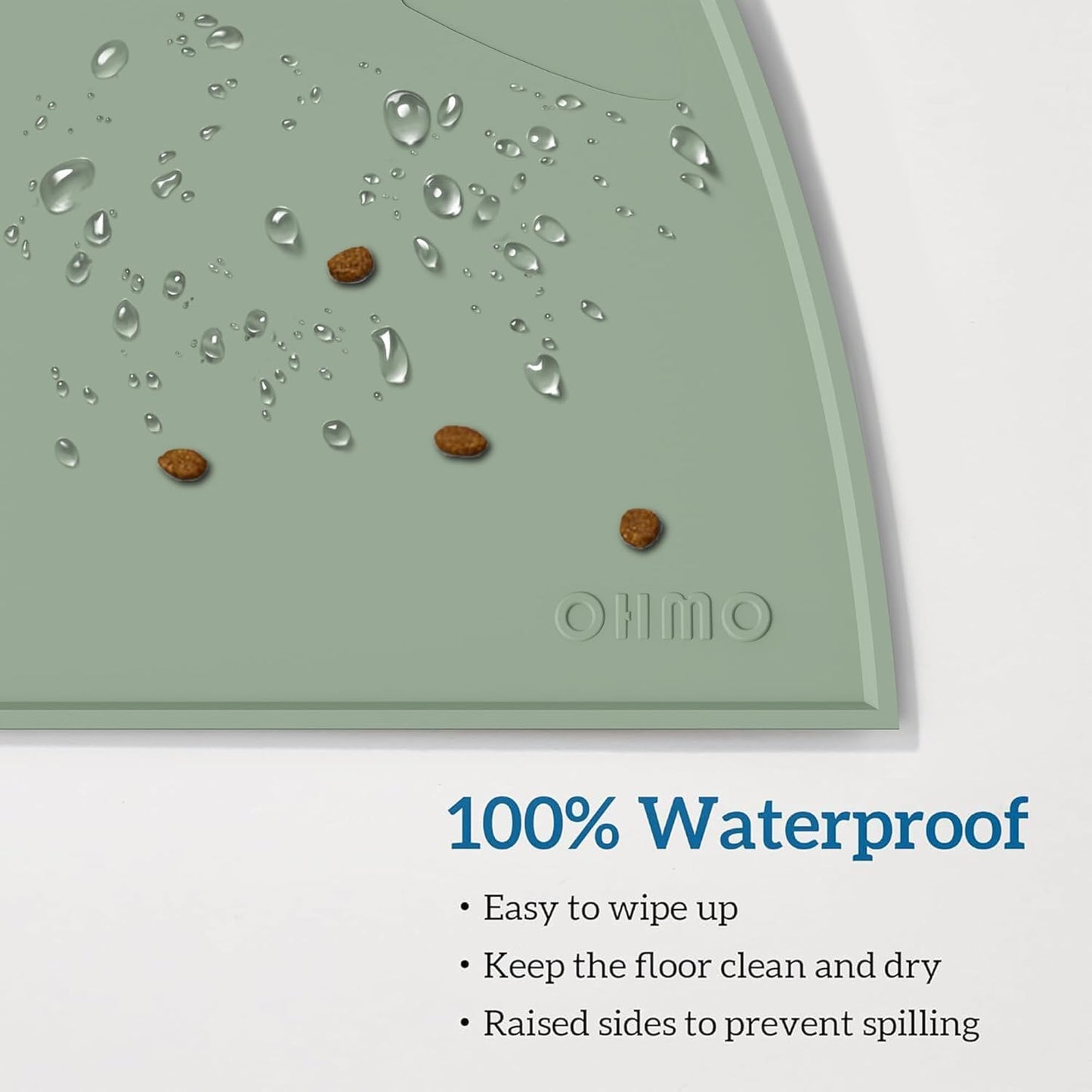 OHMO - Cat Food Mat, Silicone Pet Feeding Mat for Floor Non-Skid Waterproof Dog Water Bowl Tray, Easy to Clean Pet Placemat (Erythrinus, 18 * 9.8'')