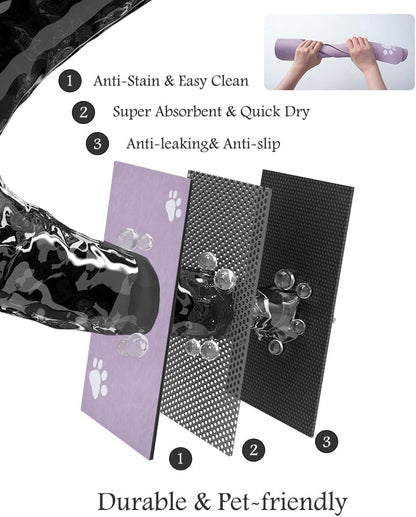 PADOOR Pet Feeding Mat-Absorbent Dog Mat for Food and Water Bowl-No Stains Easy Clean Dog Food Mat-Quick Dry Water Dispenser-Puppy Supplies Accessories
