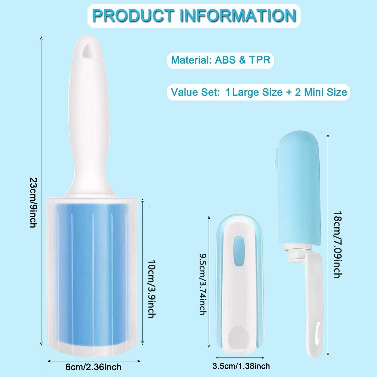 Reusable Washable Lint Roller 4 Pack, Sticky Gel Lint Rollers, Cat Dog Pet Hair Lint Remver Cleaner for Clothes, Carpet, Travel, 2 Large Roller with Dust Cover and 2 Mini Portable Small Lint Brush
