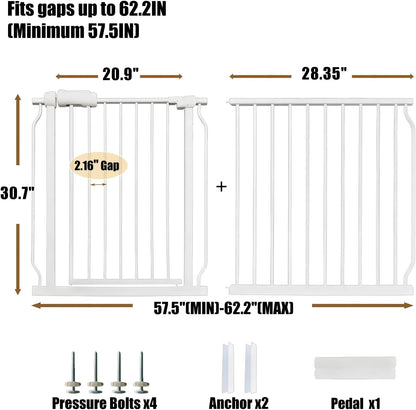 Extra Wide 76.4-81 Inch Large Baby Gates for Stairs, Doorways - No Drilling, Pressure Mounted Pet Gates for Kids & Dogs
