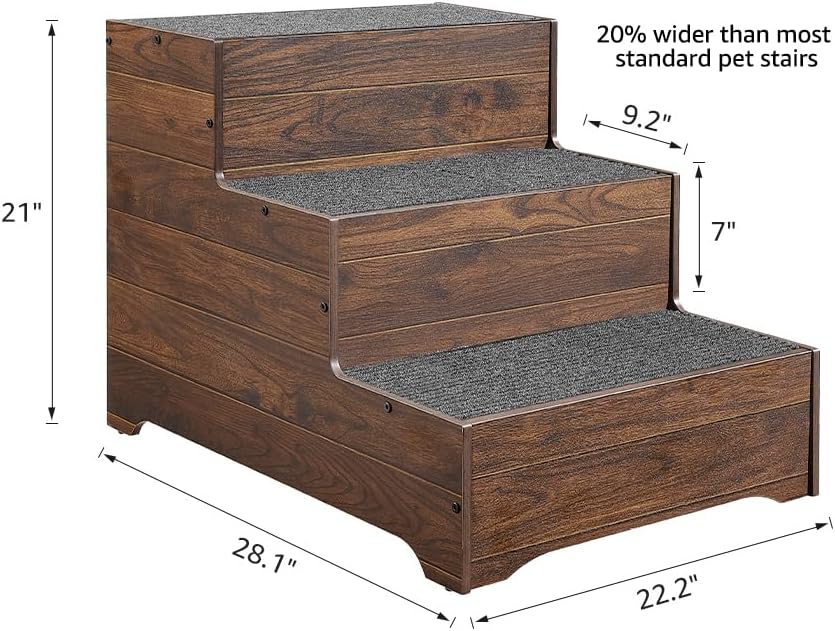 beeNbkks Furniture Style Dog Stairs, Pet Steps for Small Dogs and Cats, Wooden Non-Slip Pet Ladder for Elderly Injured Pets Short Legged Puppy to Reach Couch Sofa High Bed Windowsill