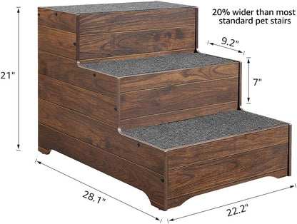 beeNbkks Furniture Style Dog Stairs, Pet Steps for Small Dogs and Cats, Wooden Non-Slip Pet Ladder for Elderly Injured Pets Short Legged Puppy to Reach Couch Sofa High Bed Windowsill