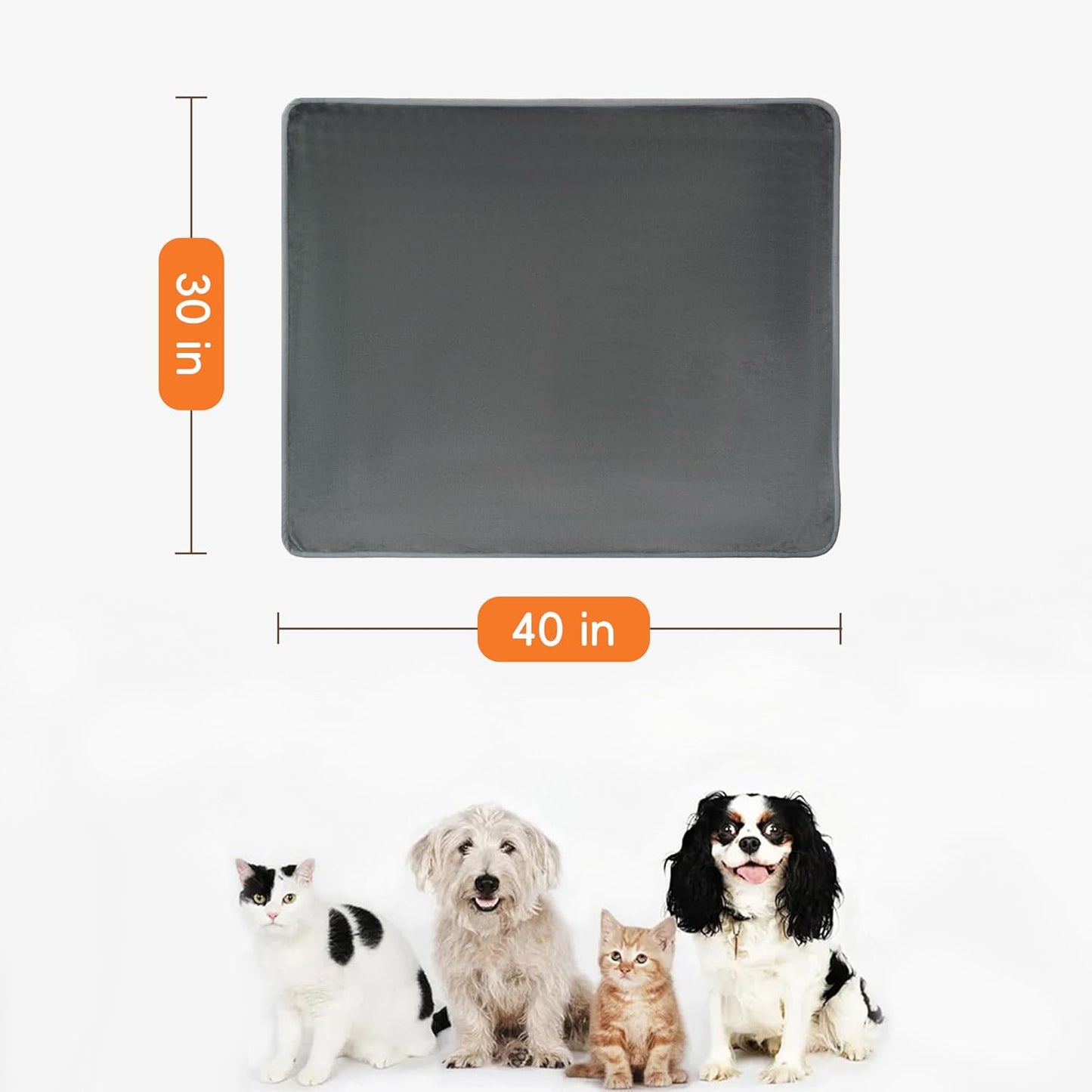 Waterproof Dog Blankets Pet Blanket 50"x60", Soft Fluffy Sofa Car Bed Protector, Reversible Sherpa Fleece Dog Blanket for Large Dogs (Dark Grey-Paws)