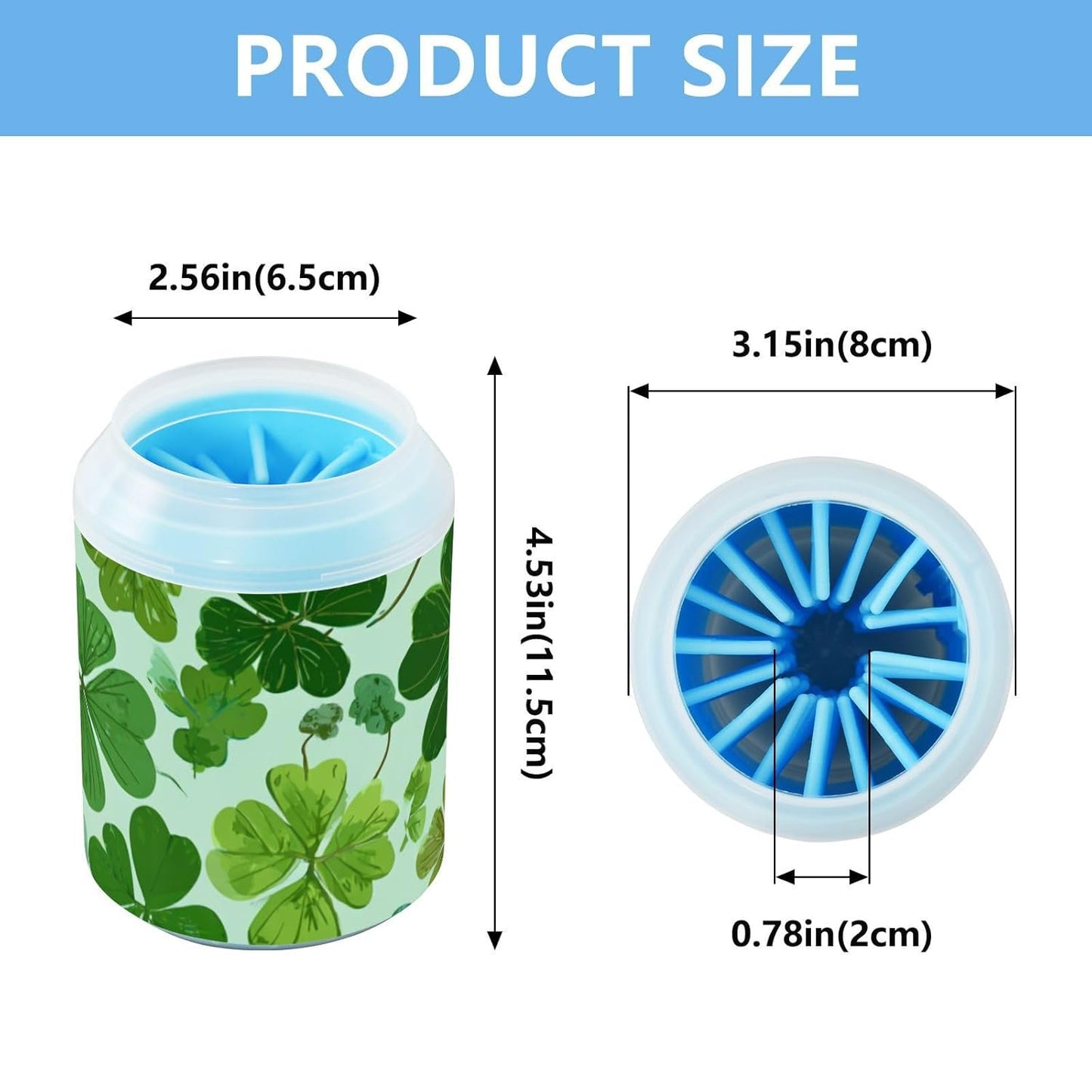 Dog Paw Cleaner Cups for Dogs Pet Foot Washer Paw Scrubber for Medium Small Dogs Cats Cleaning Cup Cute Yellow Fiesta Guitars Cacti and Ethnic Birds