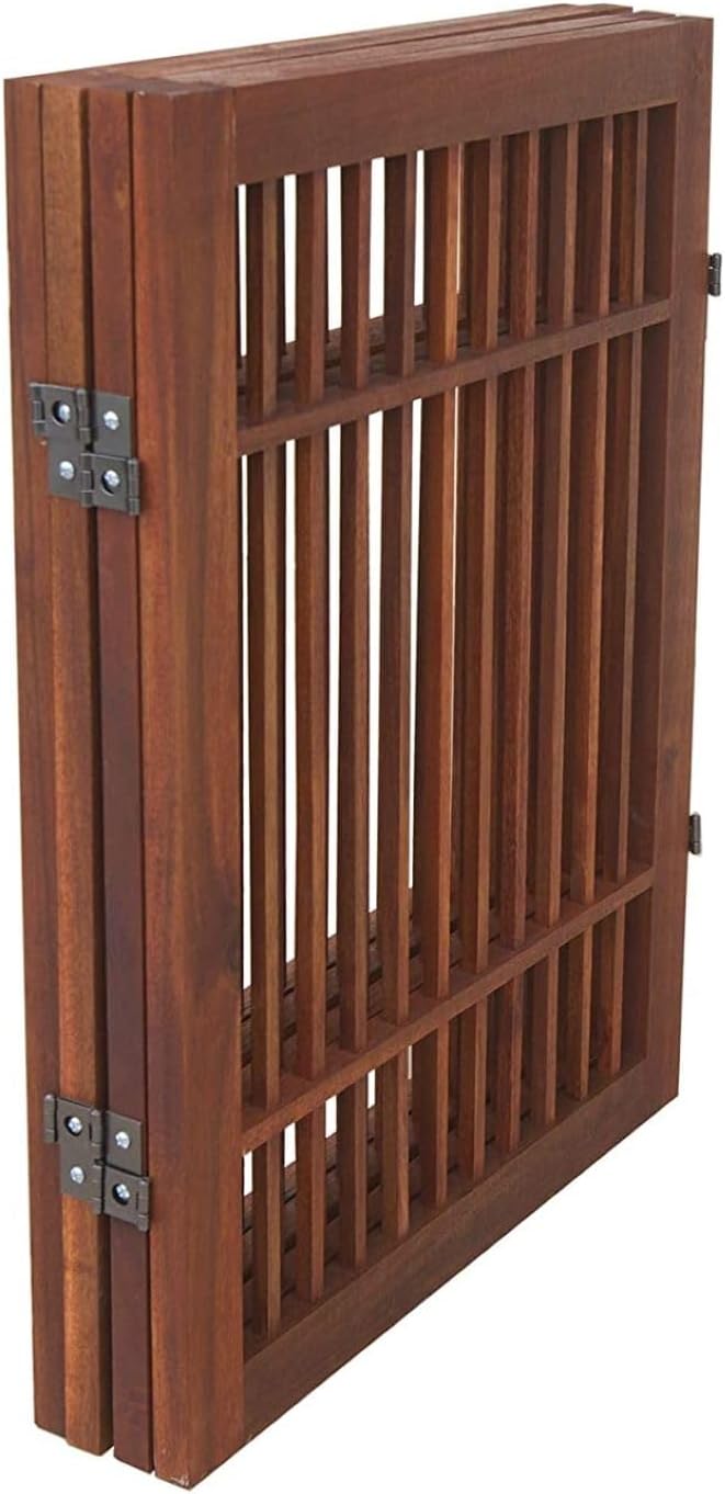 Urnporium Freestanding Wooden Dog Gate for Doorways – Foldable Acacia Wood Pet Gate, No Drill Portable Indoor/Outdoor Puppy Fence Barrier (White Pet Gate, 3 Panel 24" Tall)