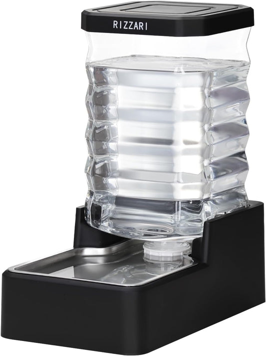 RIZZARI 10L Stainless Steel Dog Water Dispenser – Large Capacity Gravity Auto-Refill Waterer with Anti-Tip Design for Large Dogs, Ideal for Living Rooms, Offices & Indoor Pet Spaces