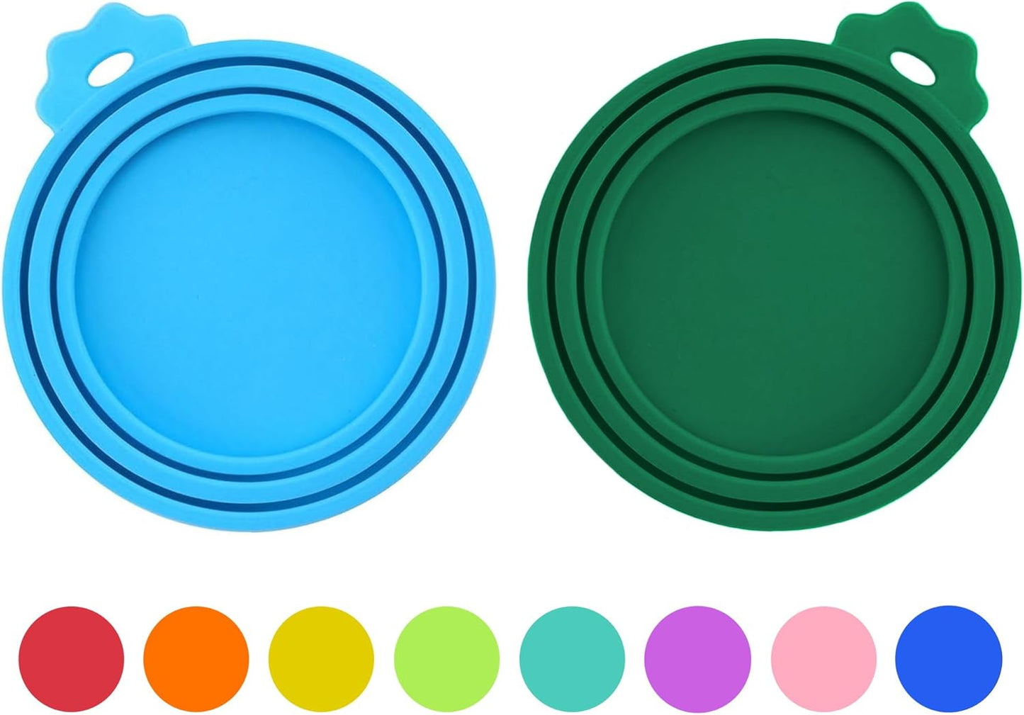 2 Pack Pet Food Can Covers, Silicone Universal Can Lids for Dog & Cat Food, BPA Free, One Fit Most Standard Size Food Cans Green/Blue