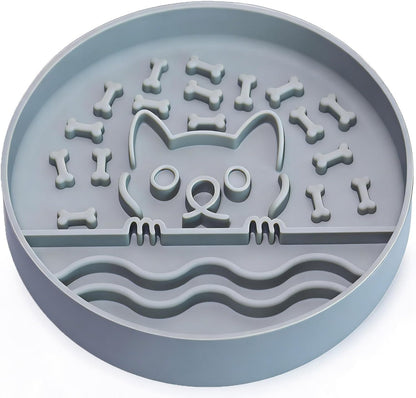 Slow Feeder Dog Bowl for Small Medium Dogs & Cats, 7.5 Inch Non Slip Slow Bowl with 37 Suction Cups, Anti-Choking Food Grade Silicone Slow Eating Bowl