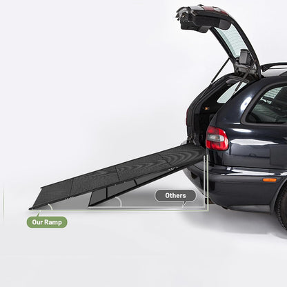 71”L*19.7”W Extra Wide & Long Dog Ramp for Car Truck SUV, Portable Folding Pet Ramps for Small Medium Large Dogs and Cats, Lightweight Aluminum Frame, Supports up to 155 Lbs