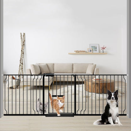 Extra Wide Baby Gates for Doorways 71.65"-85.82" Extra Wide Baby Gate Dog gate Pressure Mounted No Drilling with Walk-Through, Auto-Close & Dual-Direction Swing for Large Wide Opening Black