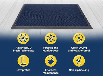 Muddy Mat® Meshy Mat™ Door Mat Heavy-Duty Quick-Dry Floor Mat, Sand & Dirt Trapper for Indoor & Outdoor, Ideal for Entrance, Mudrooms,Patios & Garages,Low-Profile,Non-Slip,Washable– Black 17"x30"x0.4"