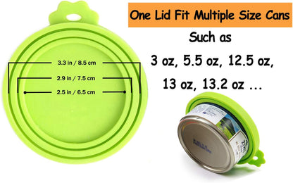 Comtim Pet Food Can Cover Silicone Can Lids for Dog and Cat Food(Universal Size,One fit 3 Standard Size Food Cans) (Blue/Purple)