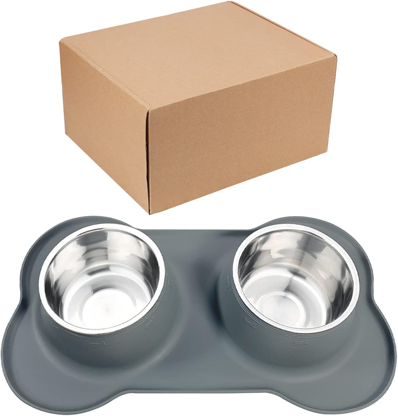 AsFrost Dog Food Bowls Stainless Steel & Water Dish with No-Spill and Non-Skid, Feeder Bowls with Dog Food Dish for Small Medium Large Size,Dogs,Cats,Puppy Pets, Black, 12oz