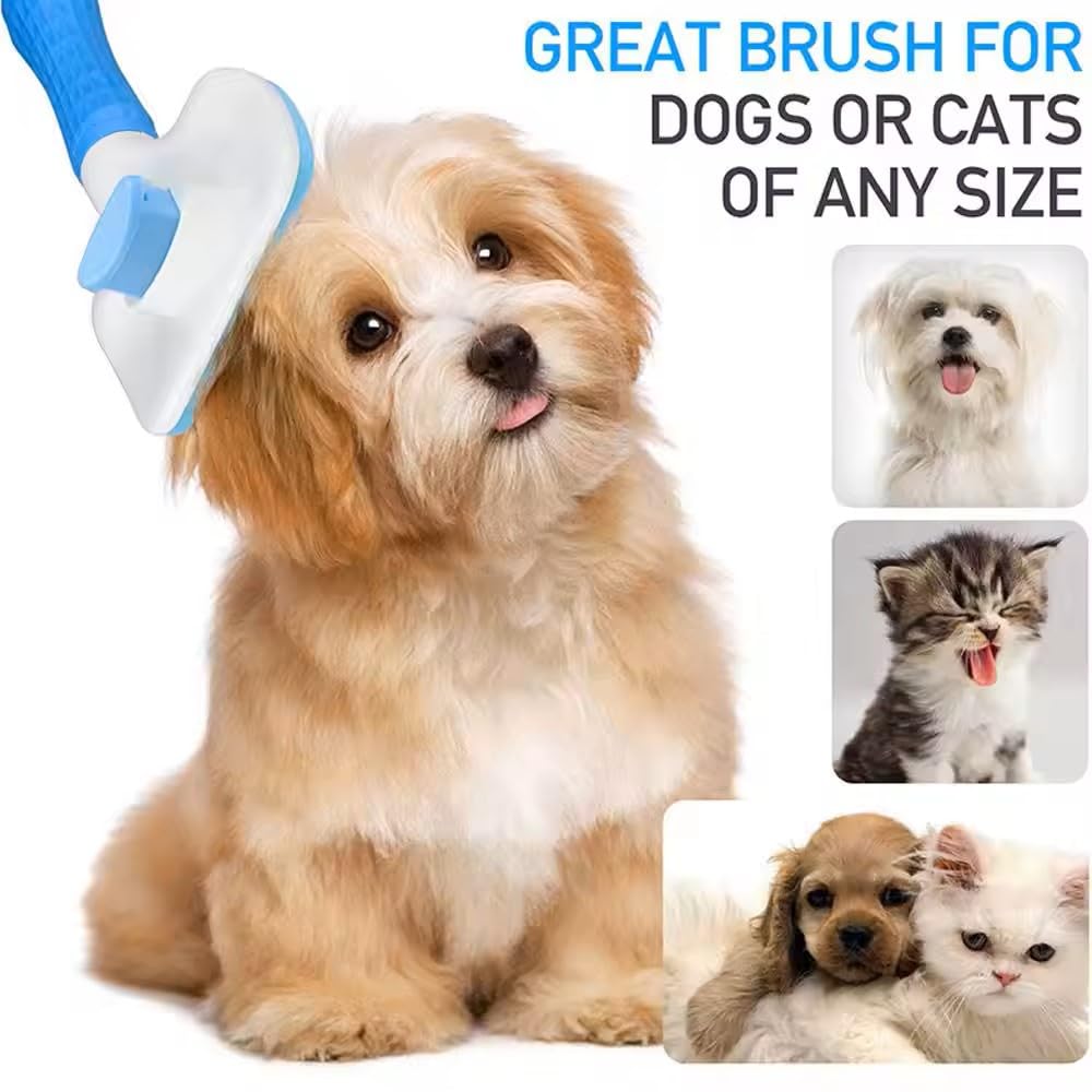 Self-Cleaning Slicker Brush, Dog Cat Bunny Pet Grooming Shedding Brush, Easy to Remove Loose Undercoat, Pet Massaging Tool Suitable for Pets with Long or Short Hair (Black)