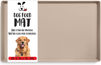 DogBuddy Dog Food Mat – Waterproof Dog Bowl Mat for Food and Water, Silicone Pet Feeding Mats for Floors, Non-Slip Placemat with High Edges for Dogs Bowls, Puppy Essentials (L: 24" x 16", Shadow)