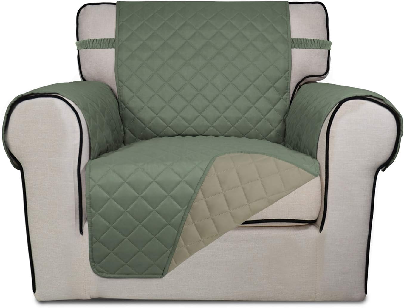 PureFit Reversible Quilted Sofa Cover, Water Resistant Slipcover Furniture Protector, Washable Couch Cover with Non Slip and Elastic Straps for Kids, Dogs, Pets (Sofa, Gray/Light Gray) - Colors B