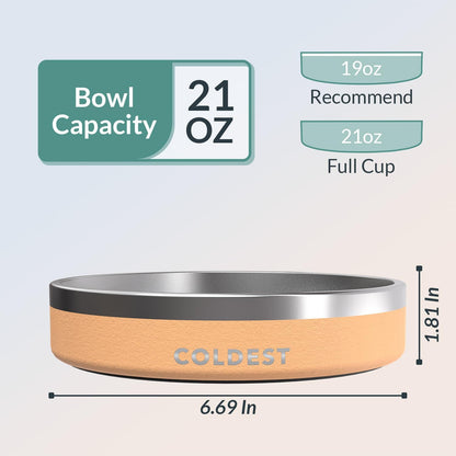 Coldest Dog Bowl - Anti Rust Metal, Non Slip, 3 Layers Insulated Stainless Steel Dog Bowls - Spill Proof & Heavy Duty - Water Bowl for Dogs, Cats & Pets, Dish Washer Safe (21 oz, Stealth Black)