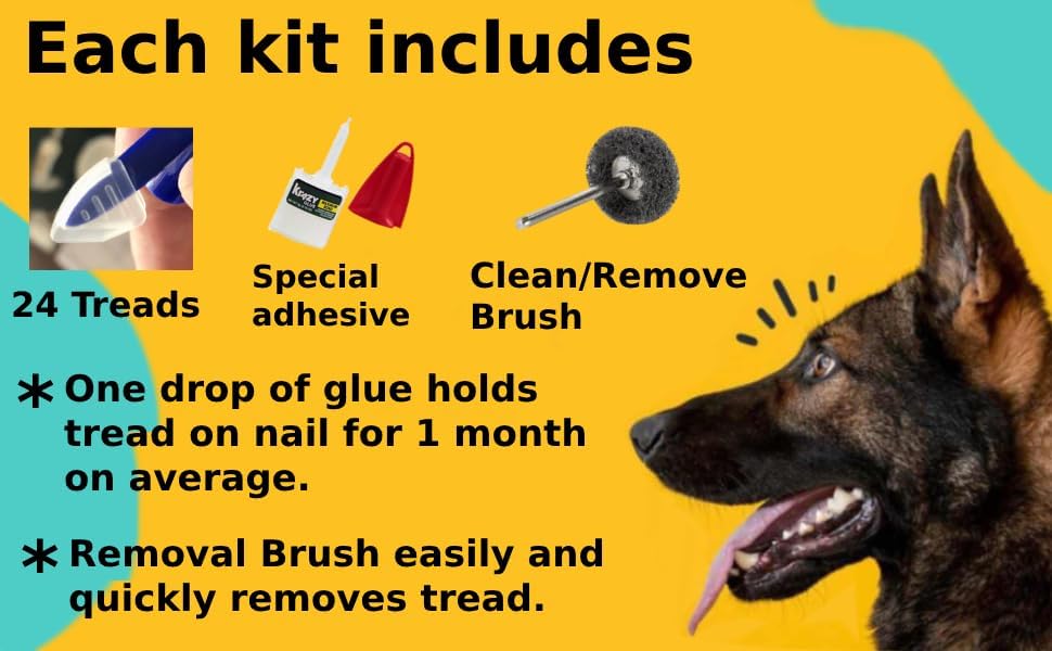 Dr. McHenry's Dog Toe Treads, Set of 24, Adhesive, Cleaning Brush, Increased Traction, Dog Mobility Support, X-Large Kit- Weight: 60-150 lbs. 1.6 oz.