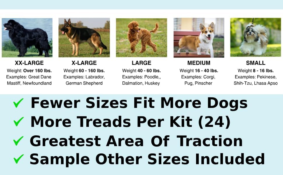 Dr. McHenry's Dog Toe Treads, Set of 24, Adhesive, Cleaning Brush, Increased Traction, Dog Mobility Support, X-Large Kit- Weight: 60-150 lbs. 1.6 oz.