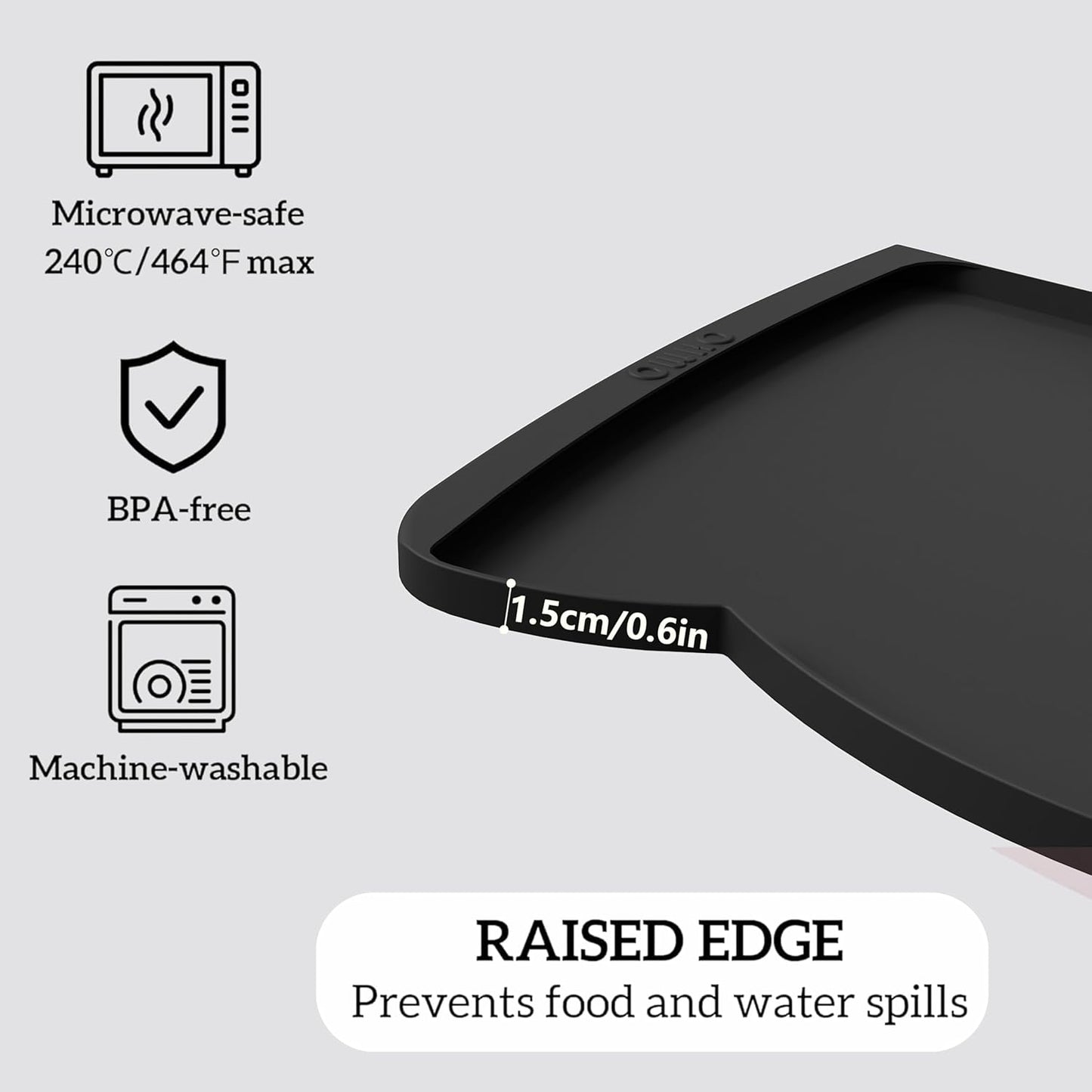 OHMO - Cat Food Mat, Silicone Pet Feeding Mat for Floor Non-Skid Waterproof Dog Water Bowl Tray, Easy to Clean Pet Placemat (Erythrinus, 18 * 9.8'')