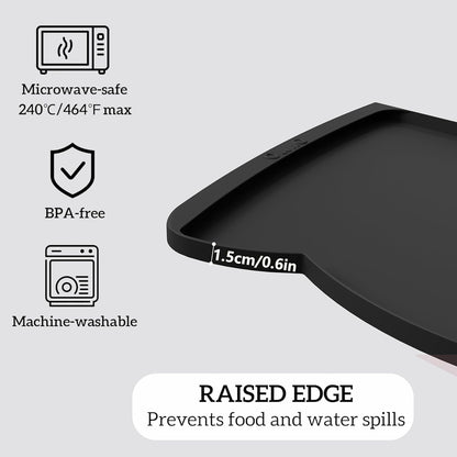 OHMO - Cat Food Mat, Silicone Pet Feeding Mat for Floor Non-Skid Waterproof Dog Water Bowl Tray, Easy to Clean Pet Placemat (Erythrinus, 18 * 9.8'')