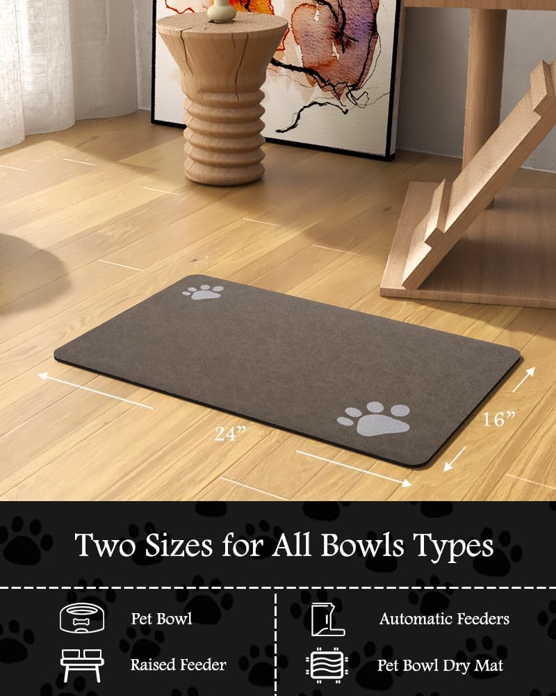 PADOOR Pet Feeding Mat-Absorbent Dog Mat for Food and Water Bowl-No Stains Easy Clean Dog Food Mat-Quick Dry Water Dispenser-Puppy Supplies Accessories